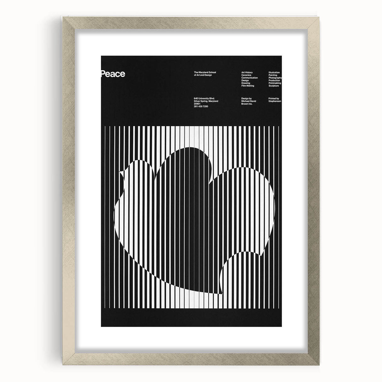 Vintage Minimalist Poster Wall Art - Black and White "Peace" Design
