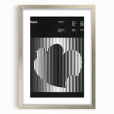 Vintage Minimalist Poster Wall Art - Black and White "Peace" Design