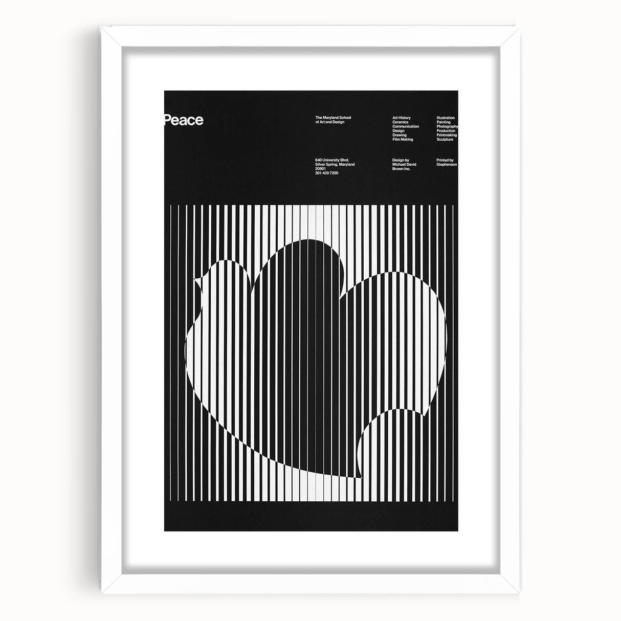 Vintage Minimalist Poster Wall Art - Black and White "Peace" Design