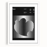 Vintage Minimalist Poster Wall Art - Black and White "Peace" Design