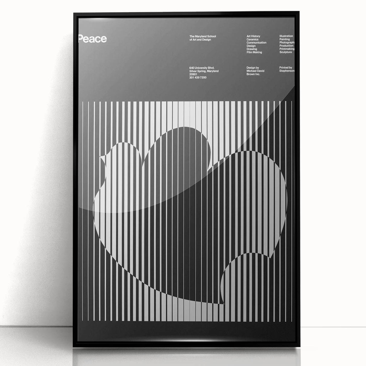 Vintage Minimalist Poster Wall Art - Black and White "Peace" Design