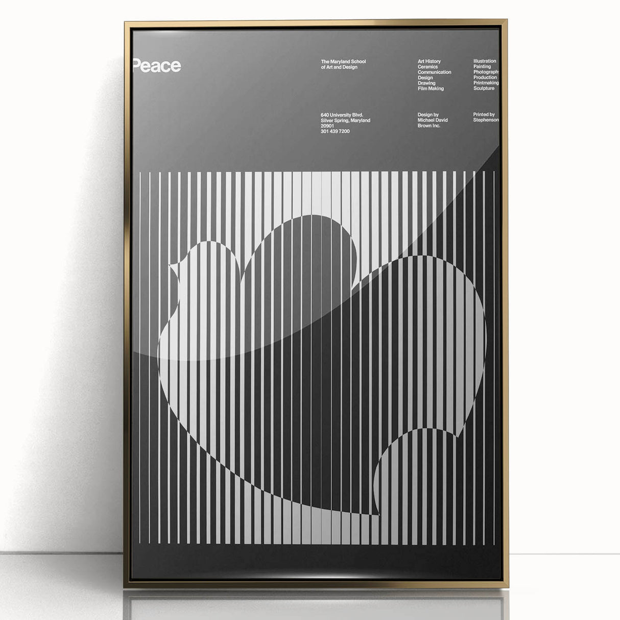 Vintage Minimalist Poster Wall Art - Black and White "Peace" Design