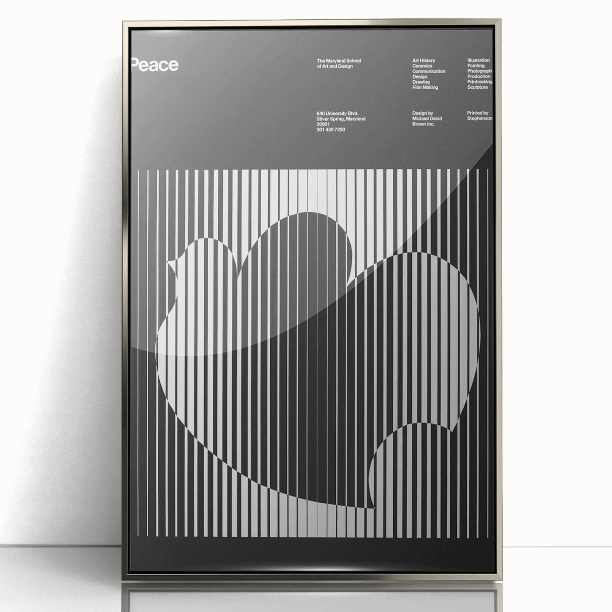 Vintage Minimalist Poster Wall Art - Black and White "Peace" Design
