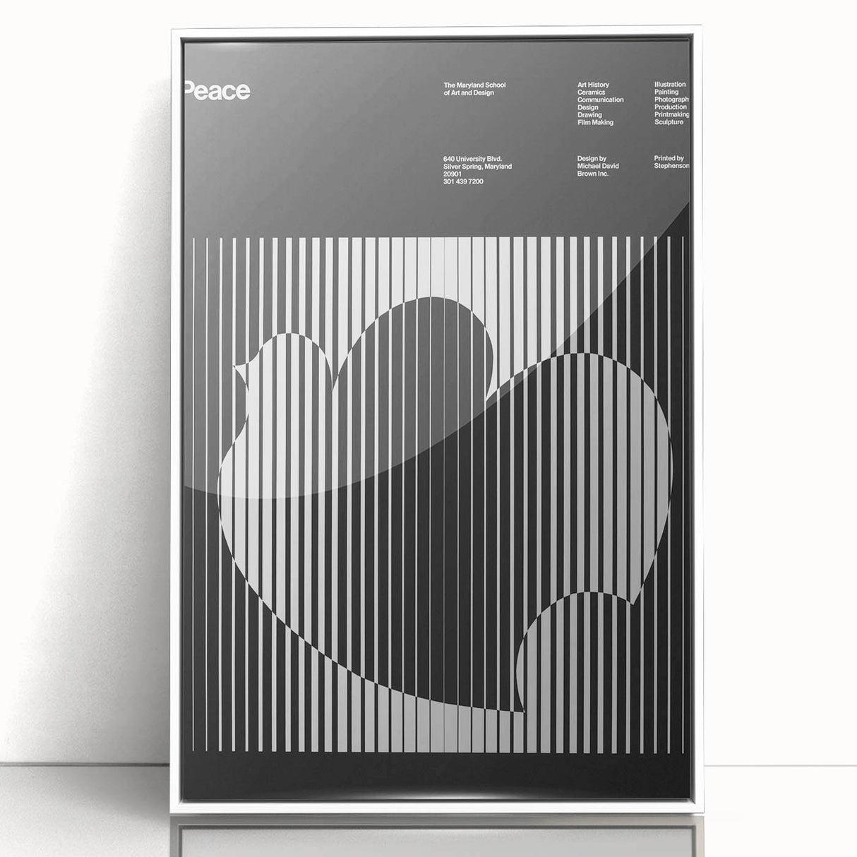 Vintage Minimalist Poster Wall Art - Black and White "Peace" Design