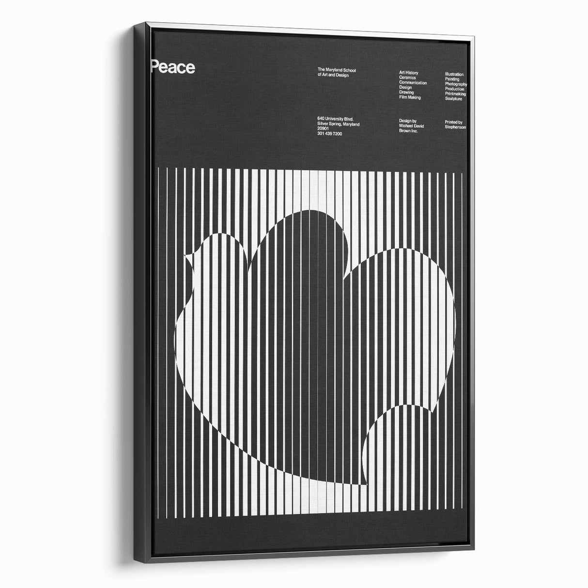 Vintage Minimalist Poster Wall Art - Black and White "Peace" Design