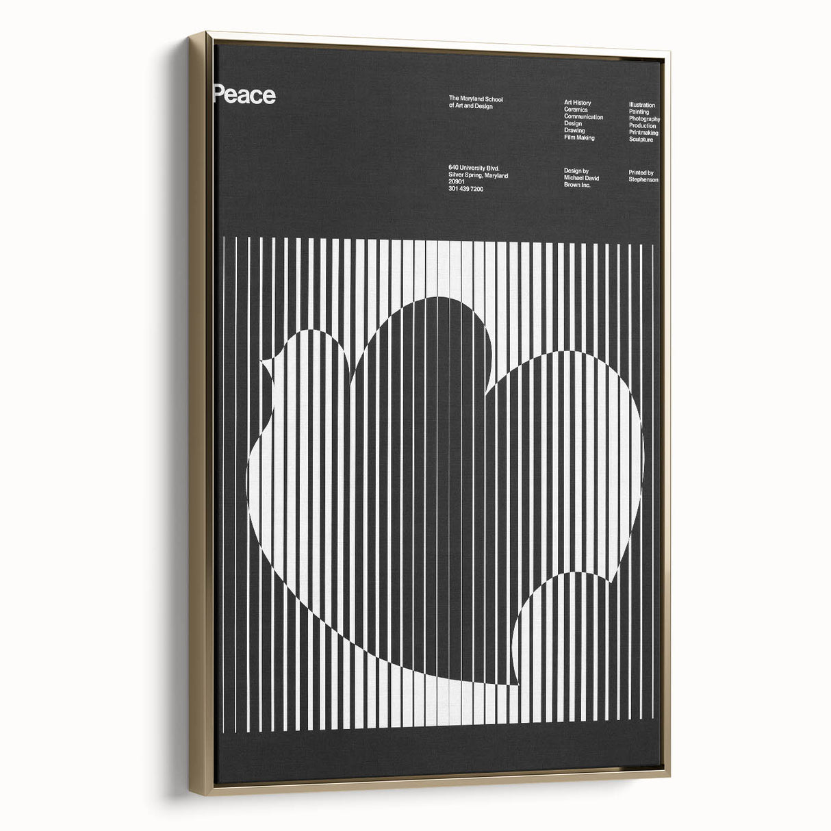 Vintage Minimalist Poster Wall Art - Black and White "Peace" Design