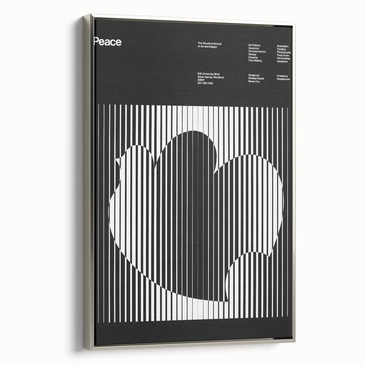 Vintage Minimalist Poster Wall Art - Black and White "Peace" Design