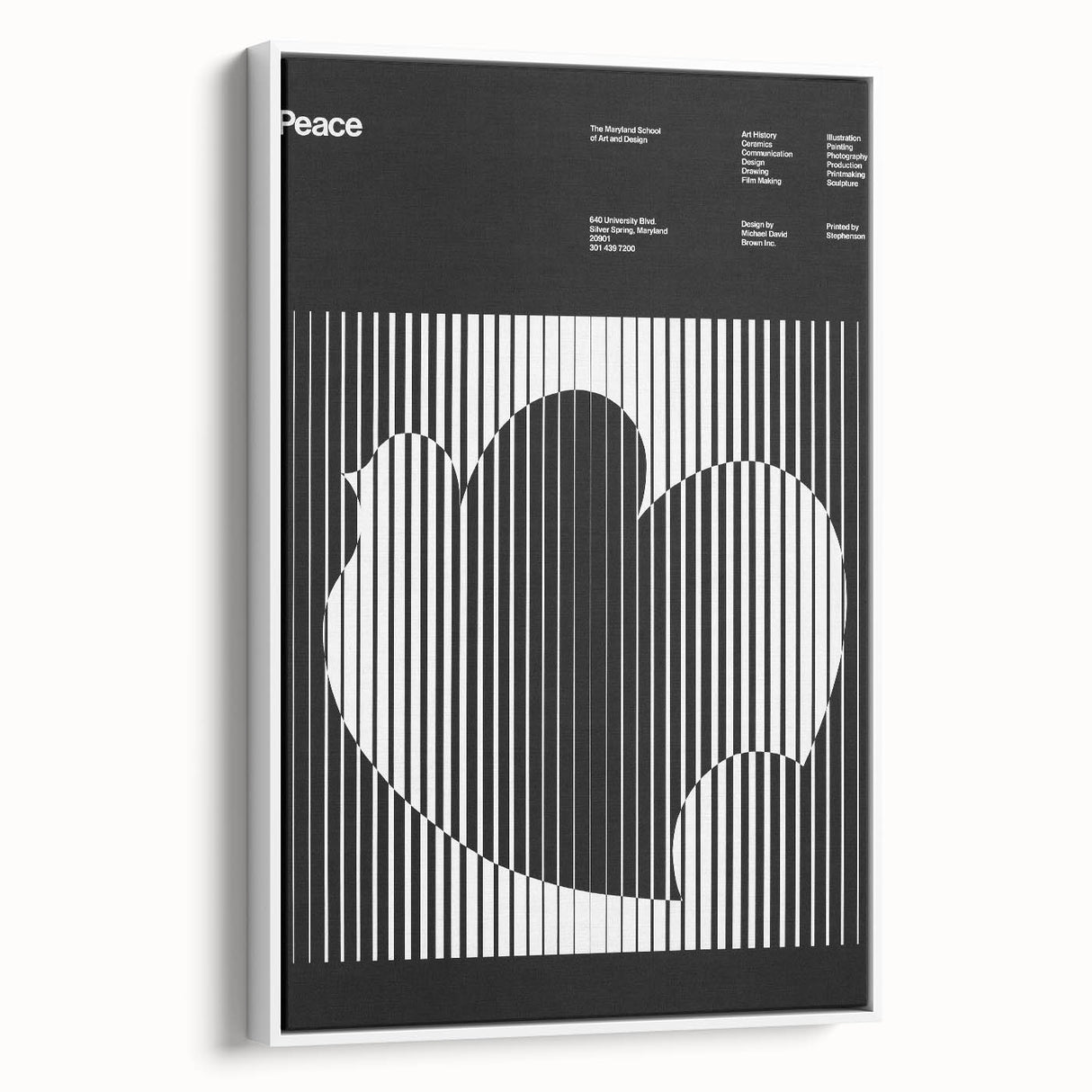 Vintage Minimalist Poster Wall Art - Black and White "Peace" Design