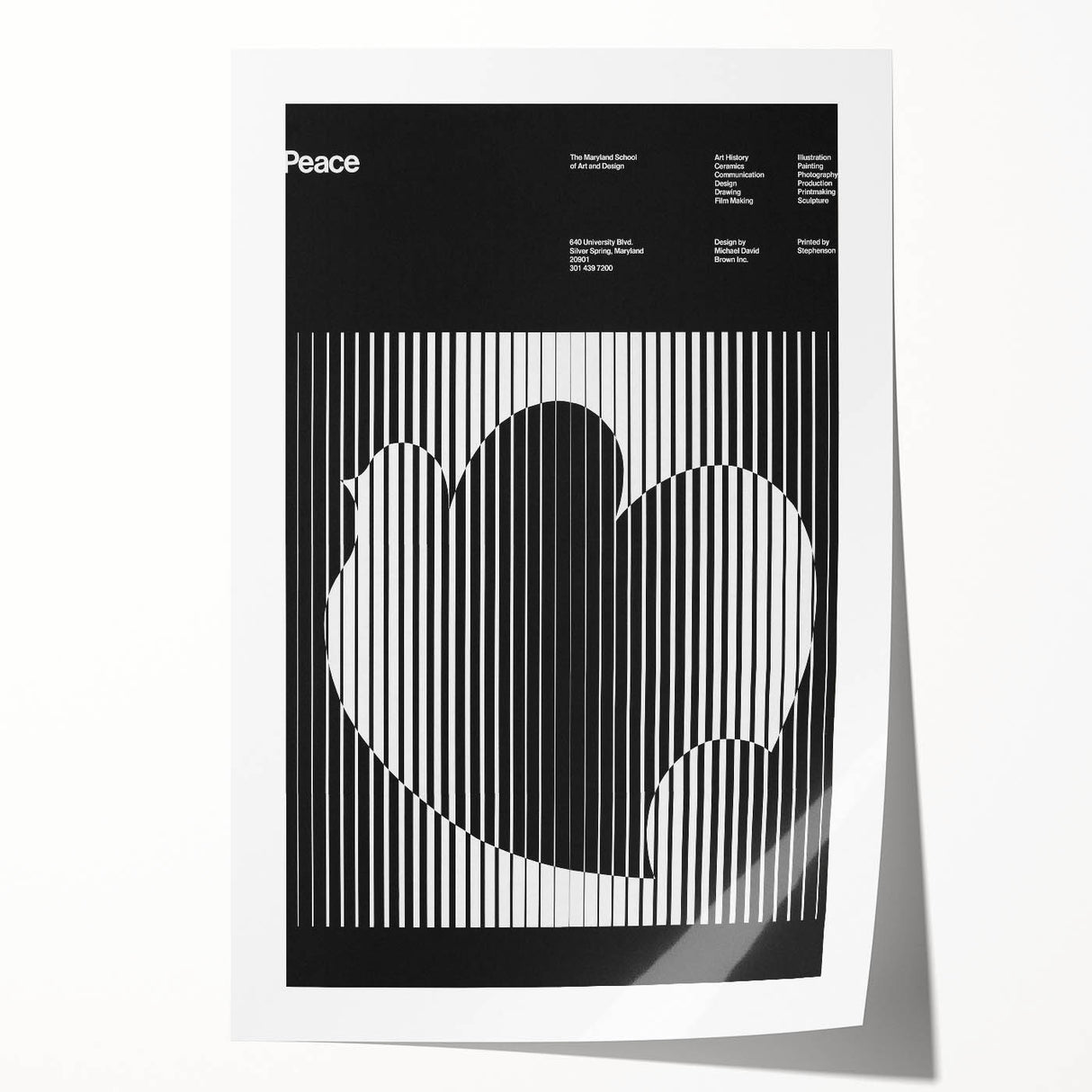 Vintage Minimalist Poster Wall Art - Black and White "Peace" Design