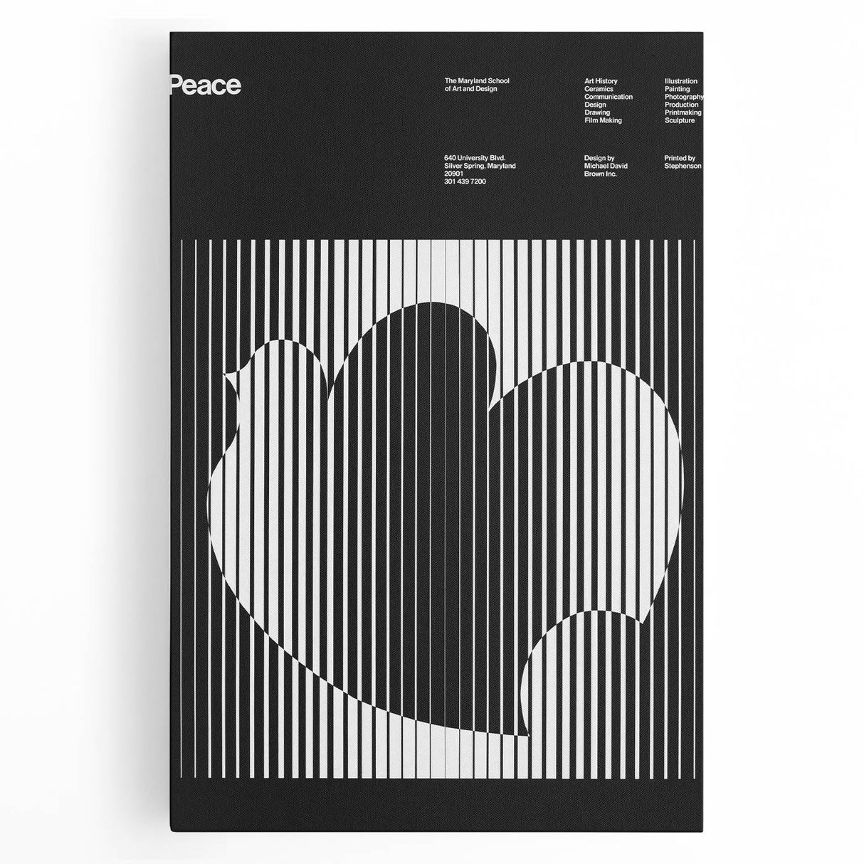 Vintage Minimalist Poster Wall Art - Black and White "Peace" Design