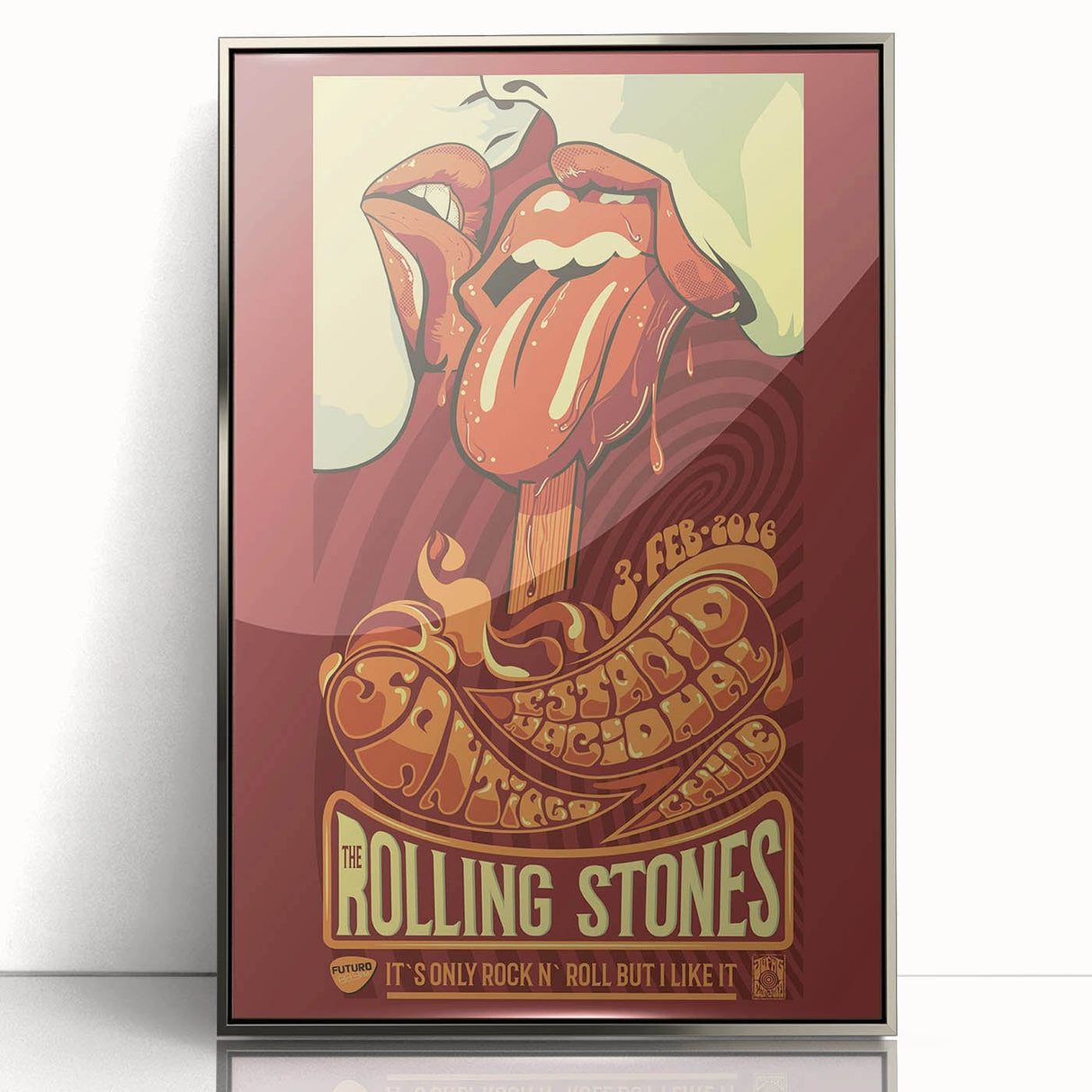 Retro Wall Art - Rolling Stones Concert Poster Santiago 2016