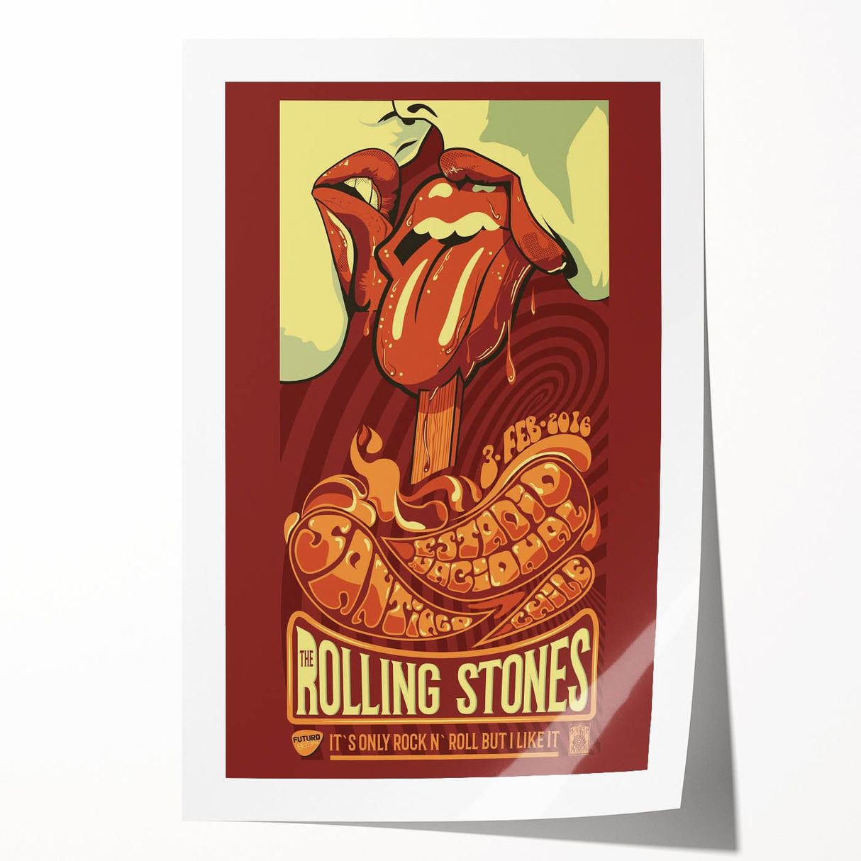 Retro Wall Art - Rolling Stones Concert Poster Santiago 2016