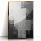 Abstract minimalist wall art featuring a sleek gold frame and acrylic front, showcasing a contemporary design perfect for modern decor in living spaces.