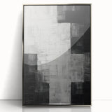 Framed abstract minimalist wall art in silver acrylic, showcasing a sleek, modern design ideal for contemporary home decor. Perfect for adding a touch of elegance to any room.