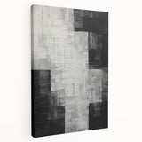 Abstract minimalist wall art design on stretched canvas, showcasing soft, muted colors and geometric shapes, ideal for modern home decor.