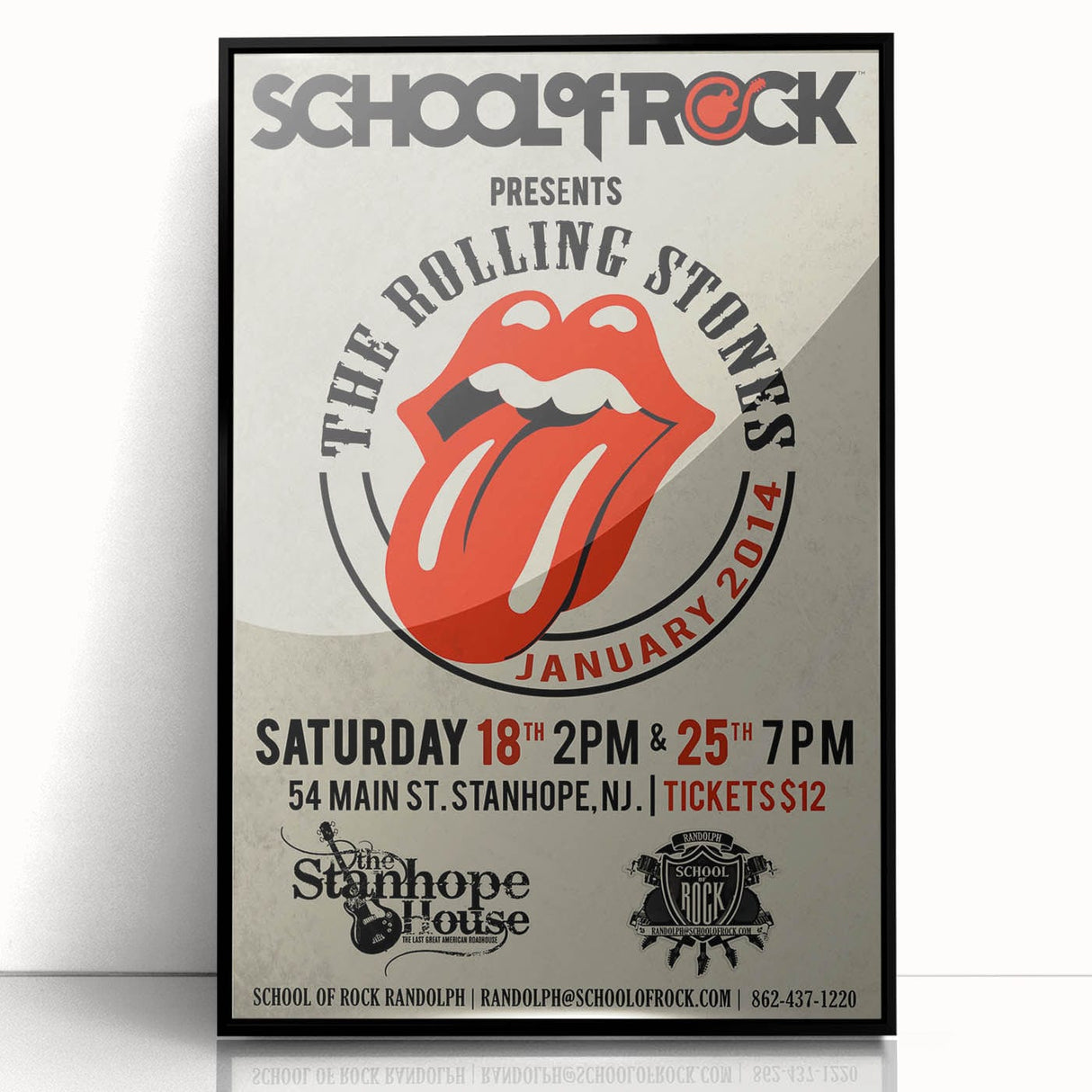 Retro Rolling Stones Concert Poster - School of Rock 2014 Event
