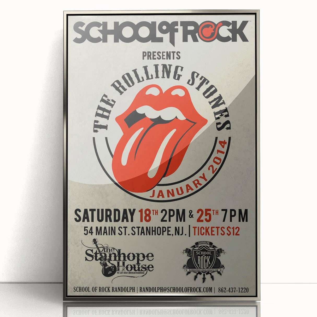 Retro Rolling Stones Concert Poster - School of Rock 2014 Event
