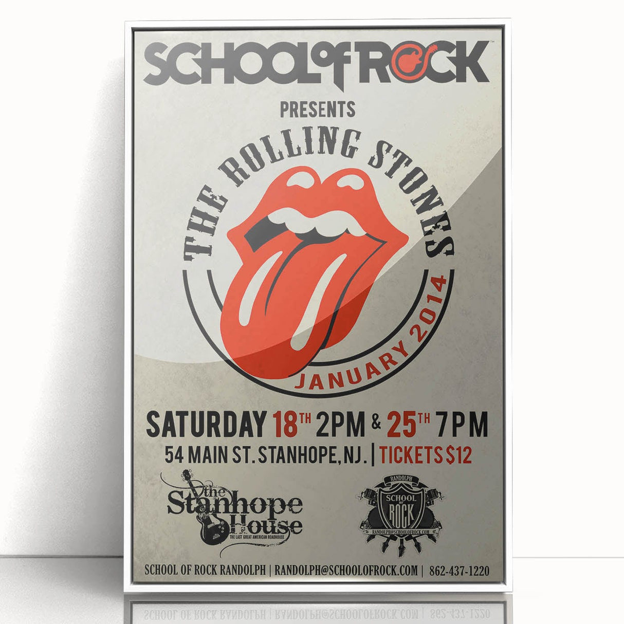Retro Rolling Stones Concert Poster - School of Rock 2014 Event