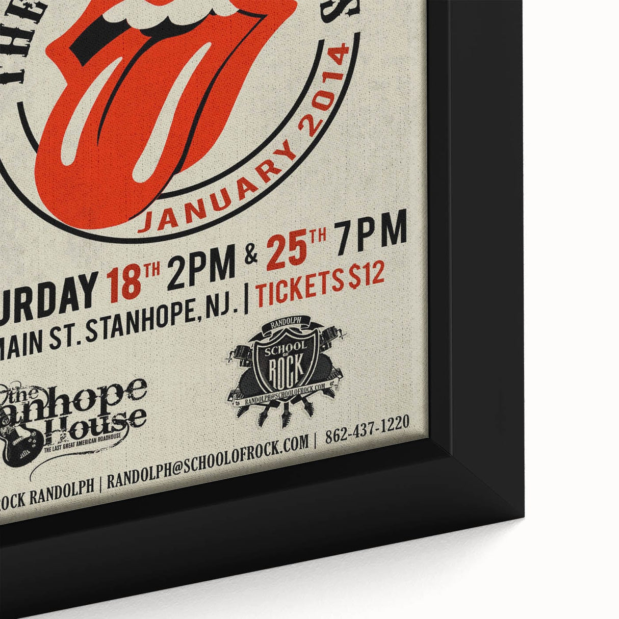 Retro Rolling Stones Concert Poster - School of Rock 2014 Event