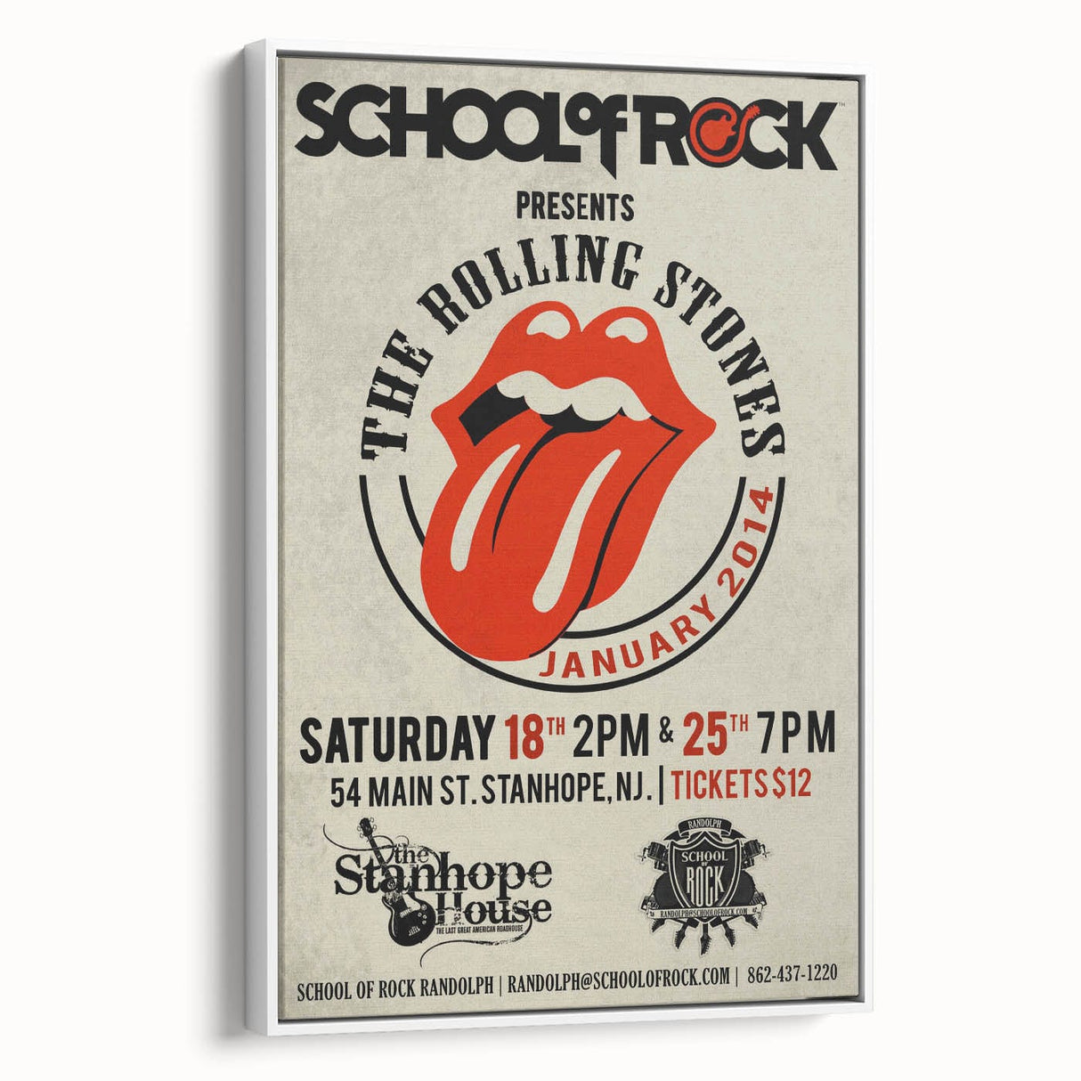 Retro Rolling Stones Concert Poster - School of Rock 2014 Event