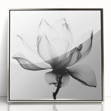 Monochrome Lotus Elegance - Modern Living Room Canvas Wall Art