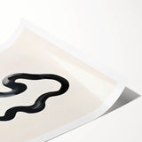 Abstract minimalist wall art print featuring soft pastel colors and geometric shapes, rolled and packaged securely in a cardboard tube for shipping.