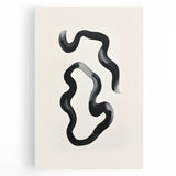 Abstract minimalist wall art in muted tones of beige and gray, displayed on stretched canvas, showcasing geometric shapes and a tranquil aesthetic, perfect for modern home decor.