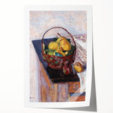 Vintage Still Life Wall Art - Basket of Fruit in Warm, Earthy Tones