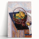 Vintage Still Life Wall Art - Basket of Fruit in Warm, Earthy Tones