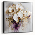 Golden Orchid Elegance - Modern Living Room Canvas Wall Art