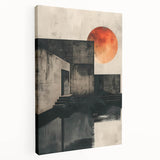 Abstract minimalist wall art stretched on canvas, showcasing a blend of soft pastels and geometric shapes, ideal for modern home decor. The side view highlights the depth and texture, making it a striking focal point for any room.