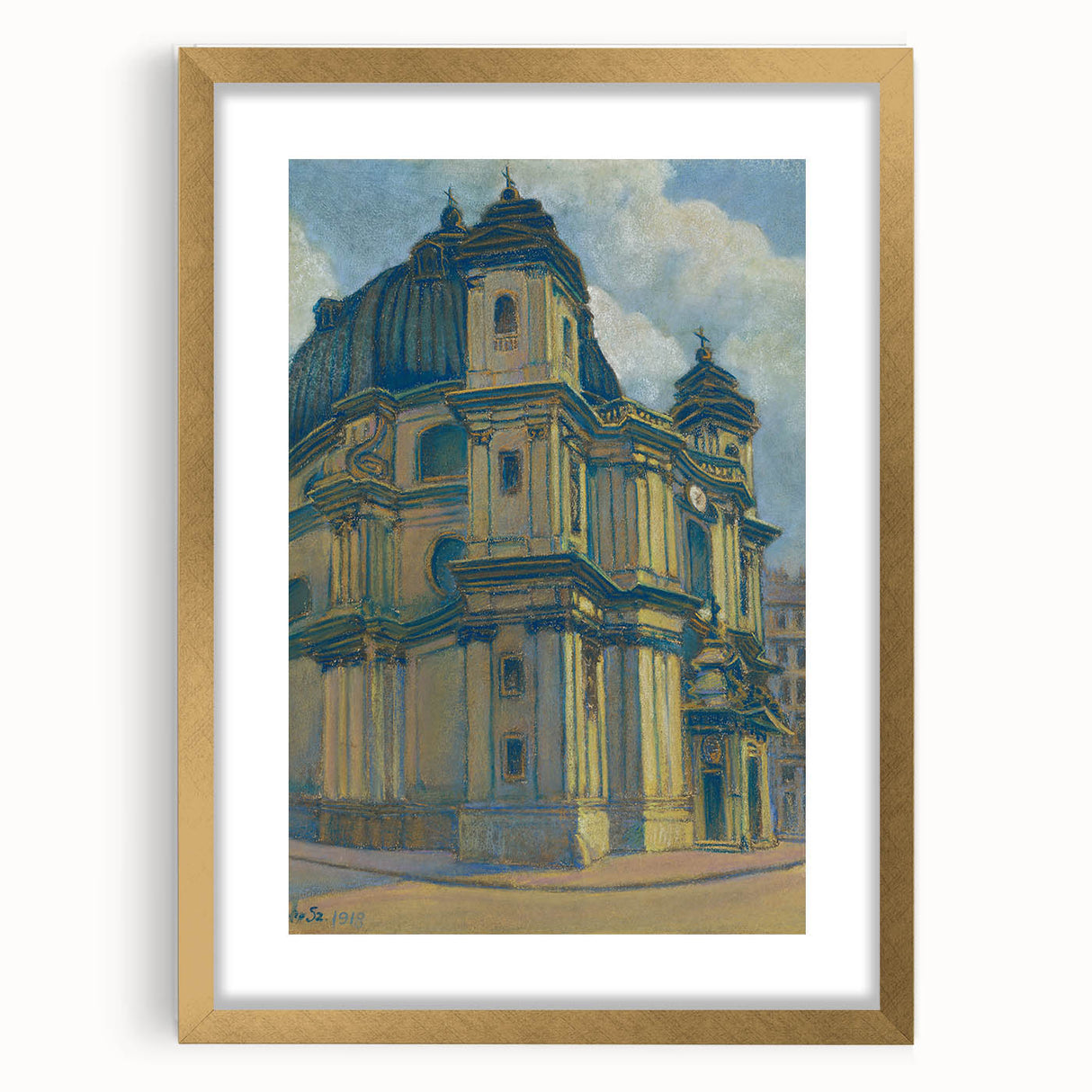 Vintage Architectural Wall Art - Historic Church in Vienna Pastel Print