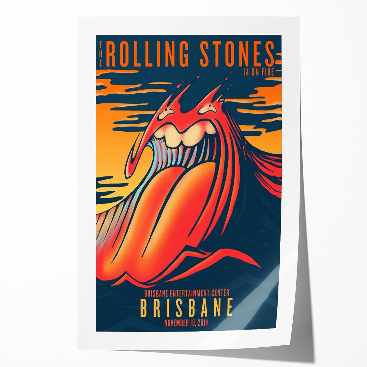 Retro Rolling Stones Poster - Brisbane 2014 Concert Art