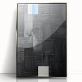 Framed abstract minimalist wall art in silver acrylic, showcasing geometric shapes and soft colors, ideal for modern decor. Perfect for enhancing contemporary interiors.