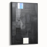 Minimalist black framed canvas wall art showcasing an abstract design, viewed from the side to highlight its sleek profile and modern aesthetic, perfect for contemporary decor.