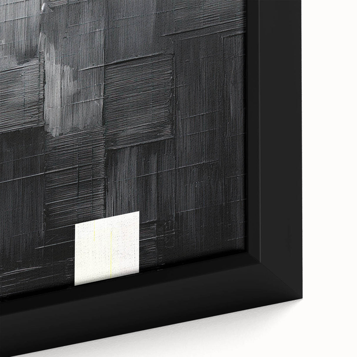 Close-up of an abstract minimalist framed canvas wall art piece showcasing soft pastel colors and geometric shapes, ideal for modern home decor.