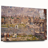 Modern Wall Art - Vibrant Riverside Town Scene | Classic Cityscape Decor