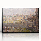 Modern Wall Art - Vibrant Riverside Town Scene | Classic Cityscape Decor