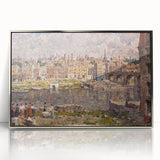 Modern Wall Art - Vibrant Riverside Town Scene | Classic Cityscape Decor