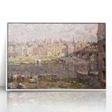Modern Wall Art - Vibrant Riverside Town Scene | Classic Cityscape Decor