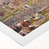 Modern Wall Art - Vibrant Riverside Town Scene | Classic Cityscape Decor