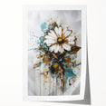 Gold & Teal Floral Elegance - Modern Living Room Canvas Wall Art