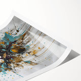 Gold & Teal Floral Elegance - Modern Living Room Canvas Wall Art