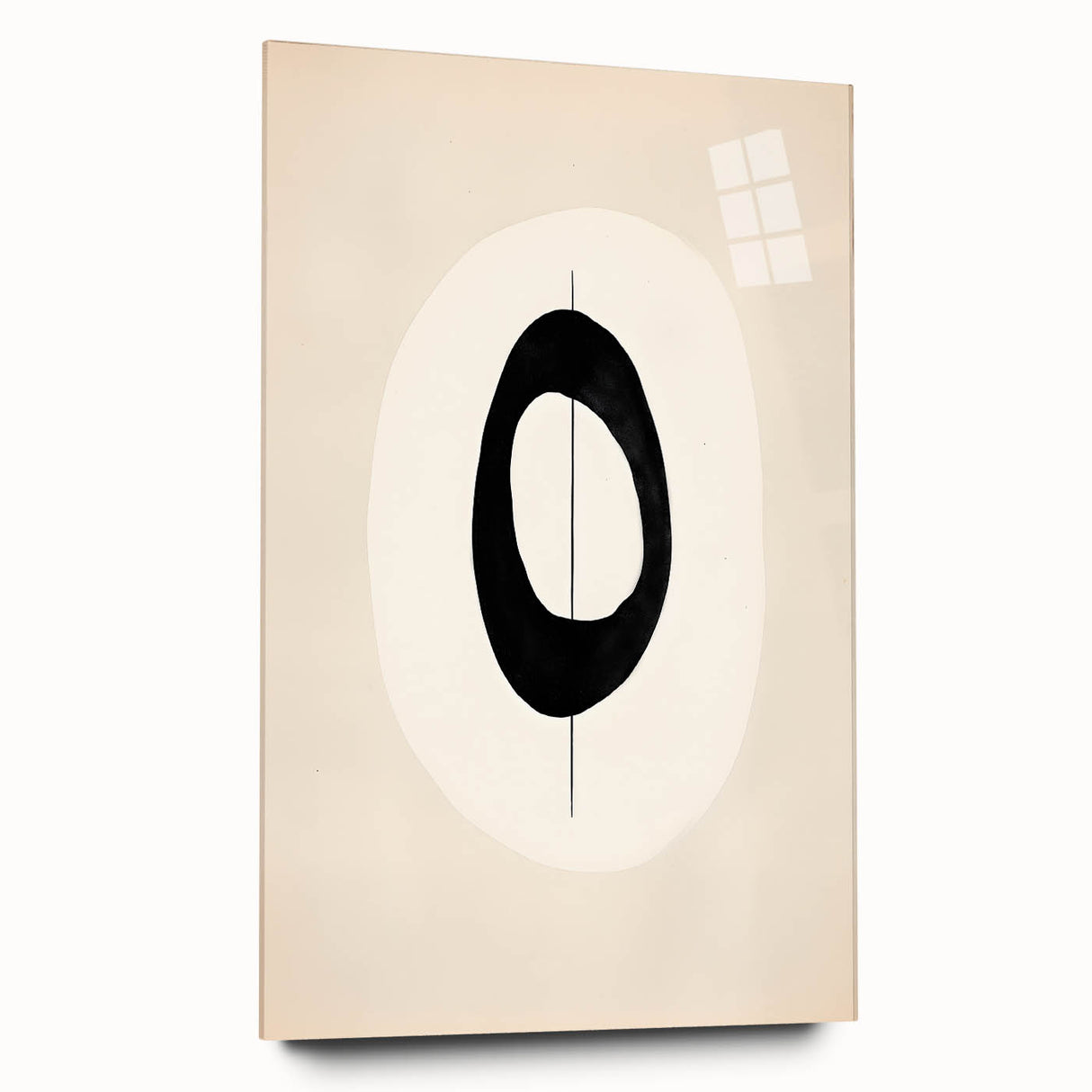 Abstract minimalist wall art design displayed in a sleek acrylic frame, showcasing soft pastel colors and geometric shapes, perfect for modern home decor.