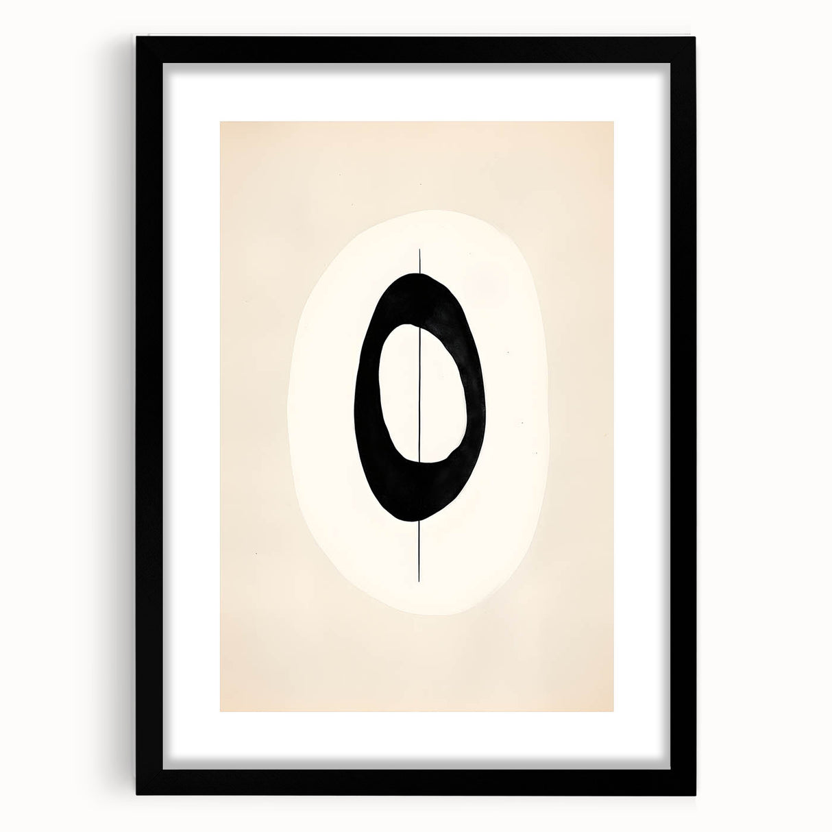 Abstract minimalist wall art featuring soft pastel colors, elegantly framed with a mat, perfect for modern home decor and enhancing interior aesthetics.