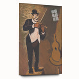Vintage Performer Wall Art - Whimsical Clown Playing Violin in Warm Tones