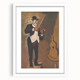 Vintage Performer Wall Art - Whimsical Clown Playing Violin in Warm Tones