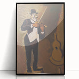 Vintage Performer Wall Art - Whimsical Clown Playing Violin in Warm Tones