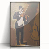 Vintage Performer Wall Art - Whimsical Clown Playing Violin in Warm Tones