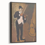 Vintage Performer Wall Art - Whimsical Clown Playing Violin in Warm Tones